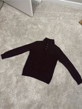 00s Express Men's / Unisex Chocolate Brown Wool Turtleneck Button Sweater